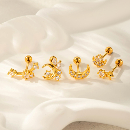 1 boucle d'oreille piercing en cuivre et zircon