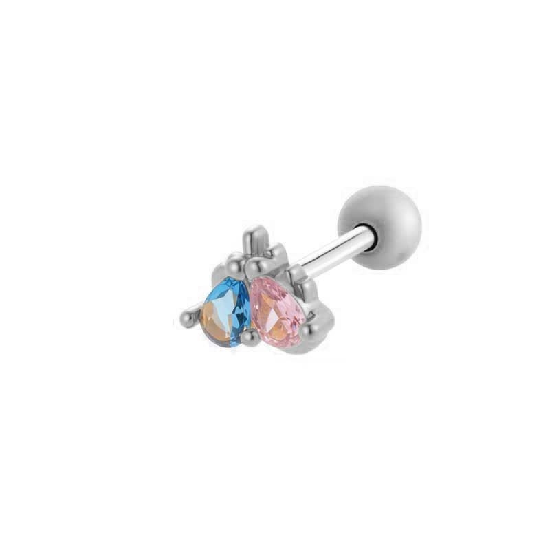 Boucles D'Oreilles Piercing Pour Femme En Forme De Cœur Polychrome, Couleur Cuivre Et Or, Zircone 