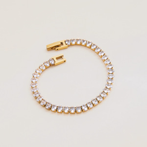 Bracelet À Maillons Pour Femme, 1 Pièce, Série Luxueuse, Haut De Gamme, Géométrique, En Acier Inoxydable, Étanche, Couleur Or h5 Image6