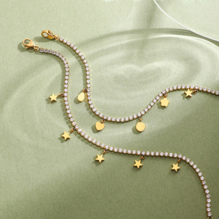 Collier Pendentif Femme En Acier Inoxydable Doré, Orné D'Une Étoile Brillante (1 Pièce)