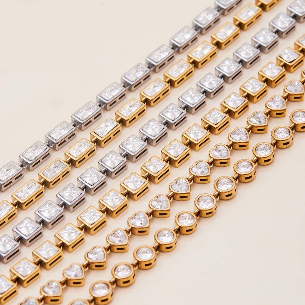 Bracelet Chaîne Femme En Acier Inoxydable Doré, Étanche, Motif Géométrique Sexy, Collection Luxueuse (1 Pièce). h5Image6
