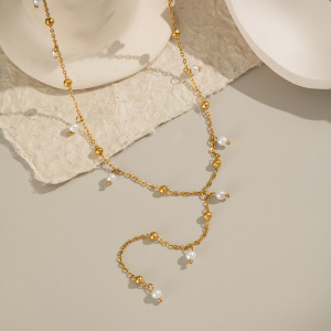 Collier De Perles En Acier Inoxydable Étanche Couleur Or (1 Pièce) h5 Image3