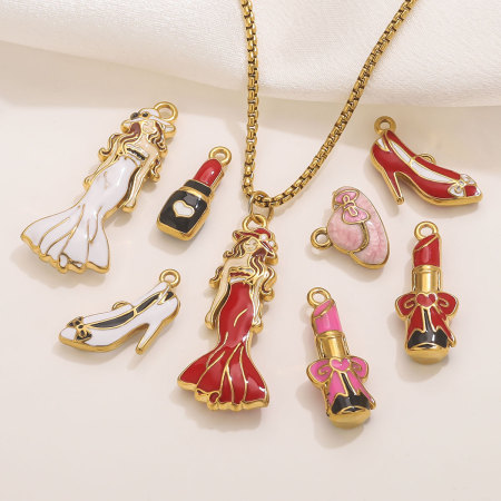 Pendentif femme étanche en acier inoxydable à monter soi-même (1 pièce) 2