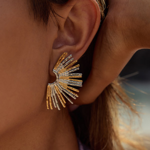 1 Paire De Boucles D'Oreilles Puces Daily Sun Pour Femmes, En Acier Inoxydable Étanche, Couleur Or. h5 Image4