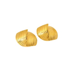 Boucles D'Oreilles Puces Rétro Géométriques En Acier Inoxydable Étanche Couleur Or Pour Femmes h5 Image5