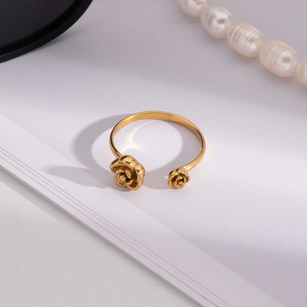 Bague Minimaliste En Acier Inoxydable Doré, Couleur Or, 1 Pièce, Couleur Rose Tendre Image2