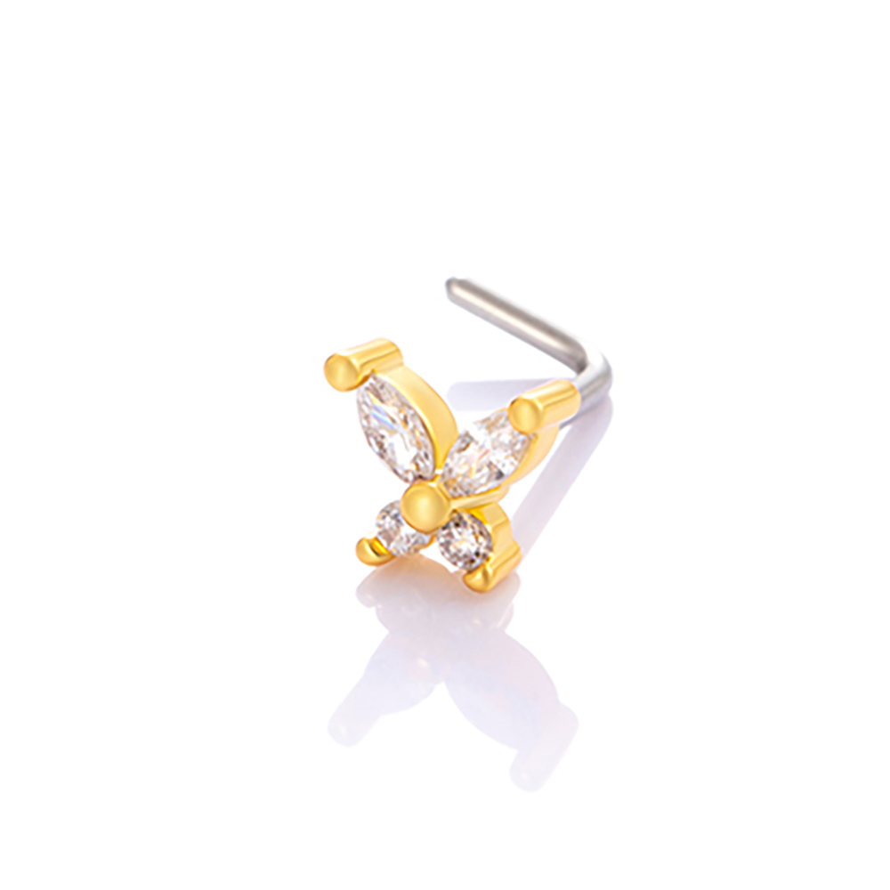 1 Pièce De Piercing De Nez En Zircon Couleur Cuivre Doré 