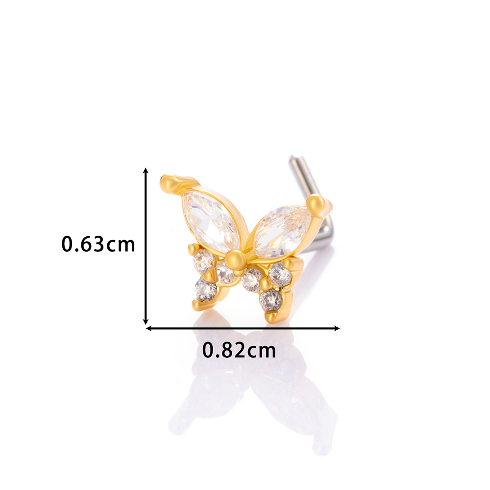 1 Pièce De Piercing De Nez En Zircon Couleur Cuivre Doré Image2