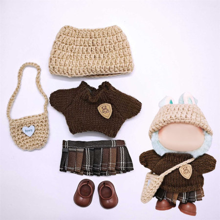 Ensemble De Vêtements Mignons Avec Pull Marron Pour Poupées (Sans Poupée) 2