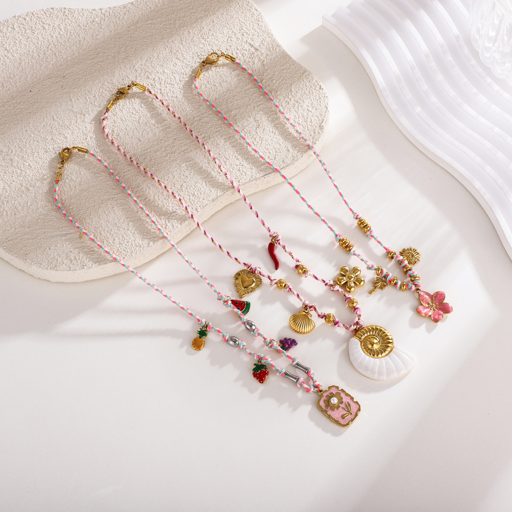 Collier Tressé Pour Femme, Collection Classique De Luxe, En Acier Inoxydable, Couleur Or, Avec Fermoir En Coquillage Étanche (1 Pièce) h5Image3