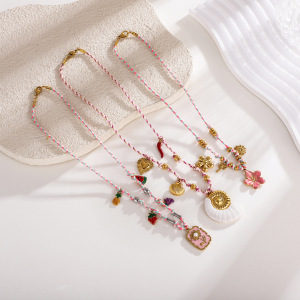 Collier Tressé Pour Femme, Collection Classique De Luxe, En Acier Inoxydable, Couleur Or, Avec Fermoir En Coquillage Étanche (1 Pièce) h5 Image3
