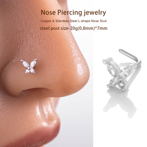 1 Pièce De Piercing De Nez En Zircon Couleur Cuivre Doré h5 Image5
