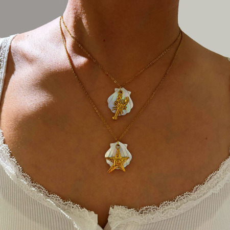 Collier pendentif étanche en acier inoxydable couleur or (1 pièce) 2