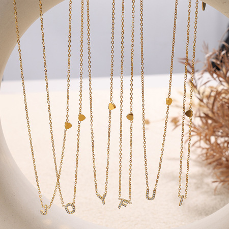 Collier pendentif lettre en acier inoxydable étanche couleur or