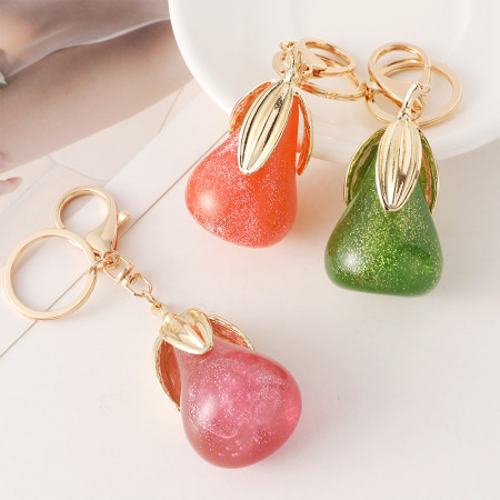 Porte-clés en alliage en forme de poire, 1 pièce