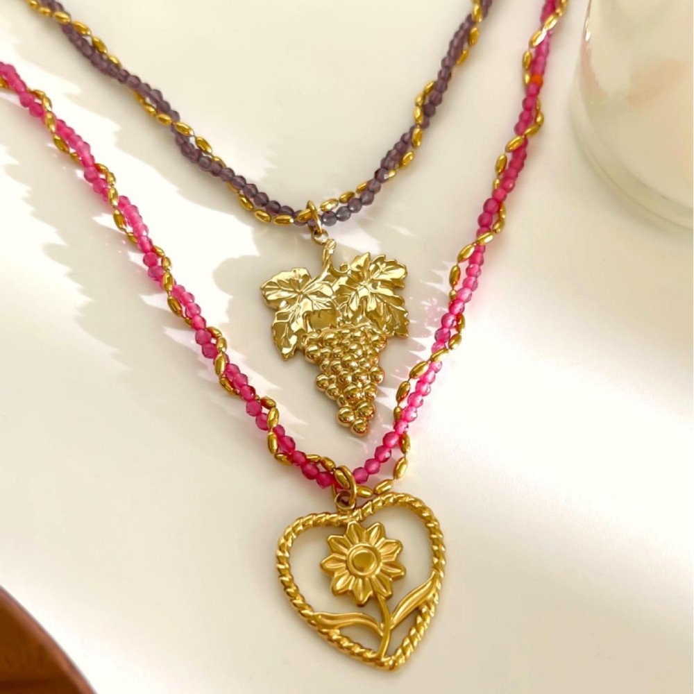 Collier Pendentif Cœur En Acier Inoxydable Étanche Couleur Or (1 Pièce) Image4