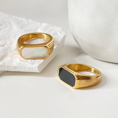 Bague en acier inoxydable étanche couleur or (1 pièce)