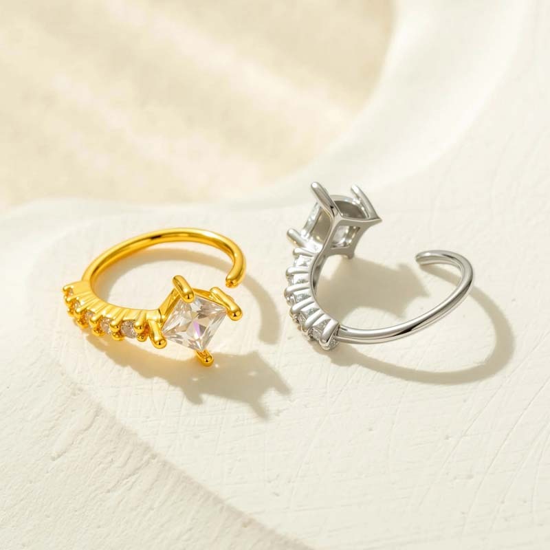 1 Pièce De Piercing De Nez Carré En Cuivre Doré Et Zircon Pour Femme h5Image3