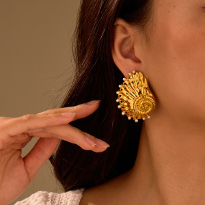 Boucles D'Oreilles Puces Pour Femmes Vacation Turtle En Acier Inoxydable Étanche Couleur Or h5 Image2