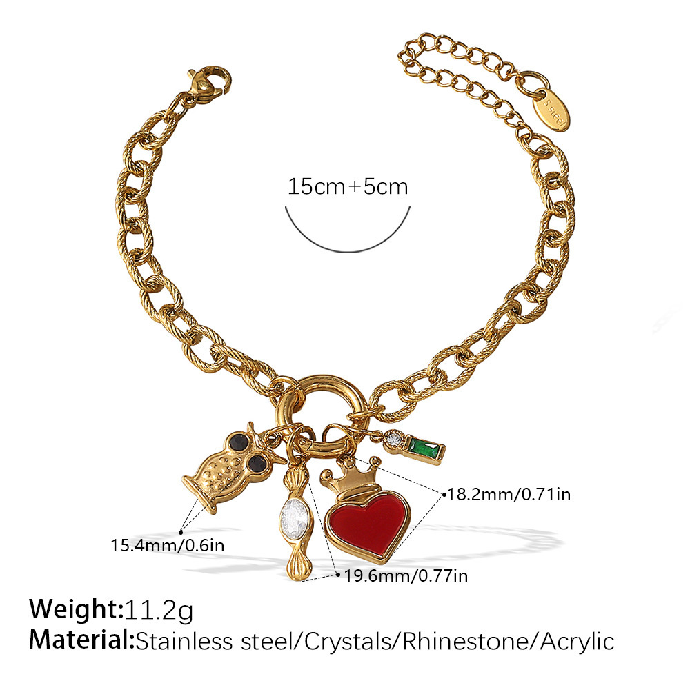 Bracelet À Breloques Simple En Acier Inoxydable Étanche Couleur Or (1 Pièce)