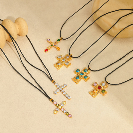 Colliers pendentifs rétro en acier inoxydable, étanches, couleur or, pour femmes