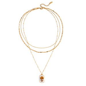 Collier Pendentif Rétro Arbre Pour Femme, En Acier Inoxydable Étanche, Couleur Or (1 Pièce) h5 