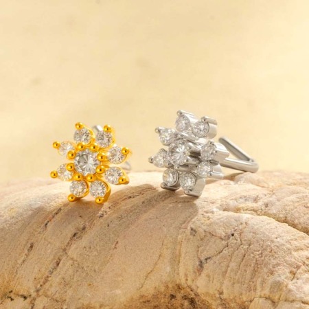 1 pièce de clou de nez en forme de fleur en cuivre doré et zircon pour femme