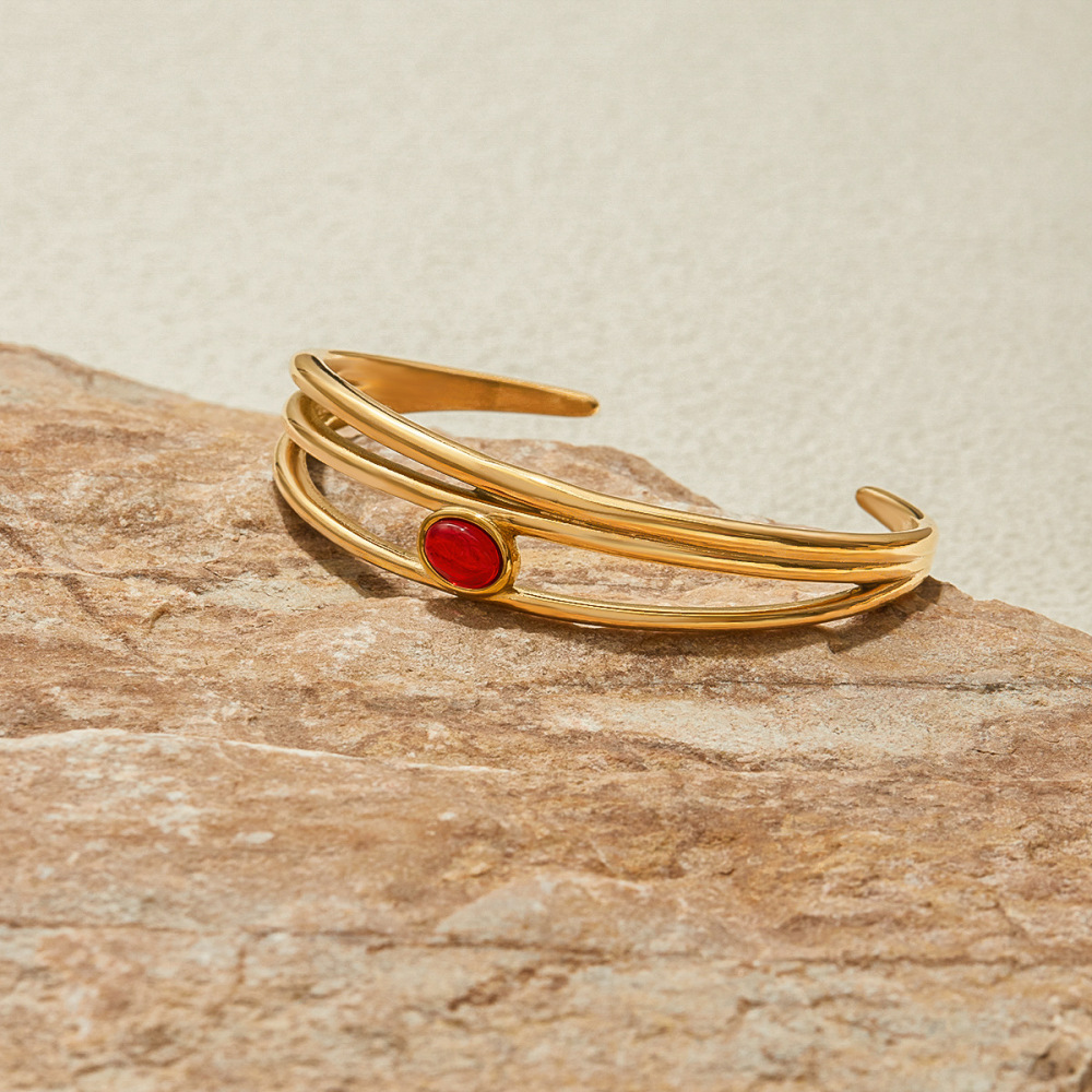 Bracelet Classique Pour Femme, En Acier Inoxydable, Couleur Or, Étanche (1 Pièce) Image5