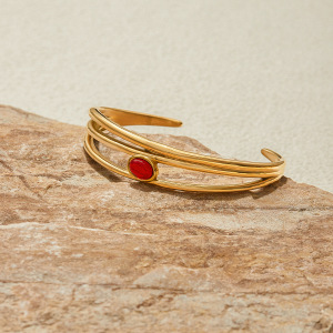 Bracelet Classique Pour Femme, En Acier Inoxydable, Couleur Or, Étanche (1 Pièce) h5 Image5