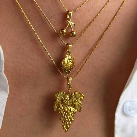 Collier pendentif en acier inoxydable doré, étanche, en forme de fruit (1 pièce)