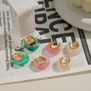 1 Paire De Boucles D'Oreilles Créoles Simples En Forme De U h5 Image3