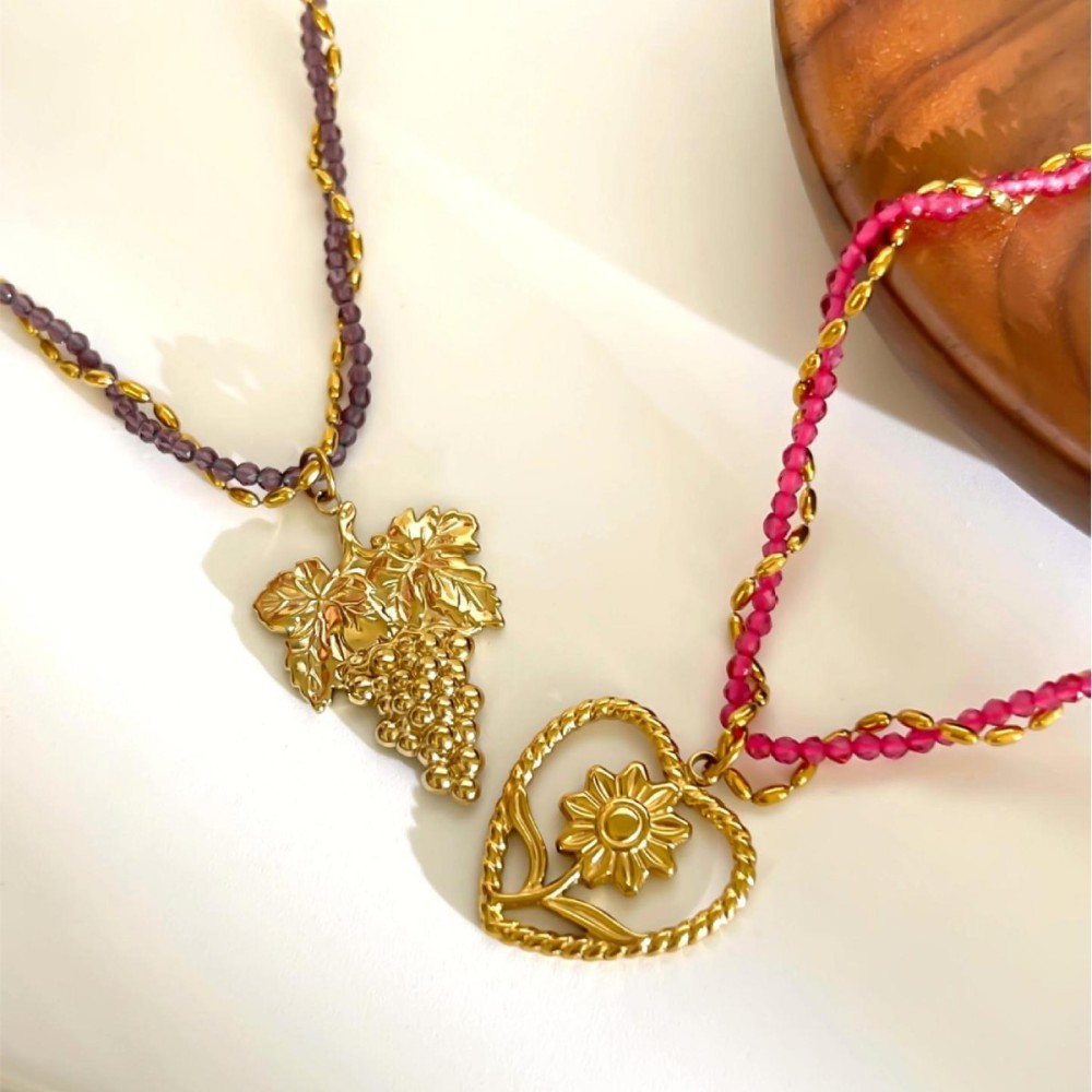 Collier Pendentif Cœur En Acier Inoxydable Étanche Couleur Or (1 Pièce) Image5