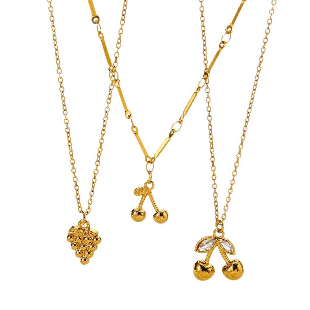 Colliers Pendentifs Pour Femmes, Collection Romantique Sweet Plant, En Acier Inoxydable Étanche, Couleur Or Et Zircon. Image5