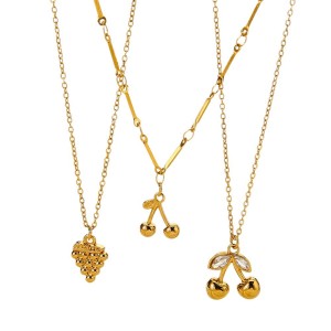Colliers Pendentifs Pour Femmes, Collection Romantique Sweet Plant, En Acier Inoxydable Étanche, Couleur Or Et Zircon. h5 Image5