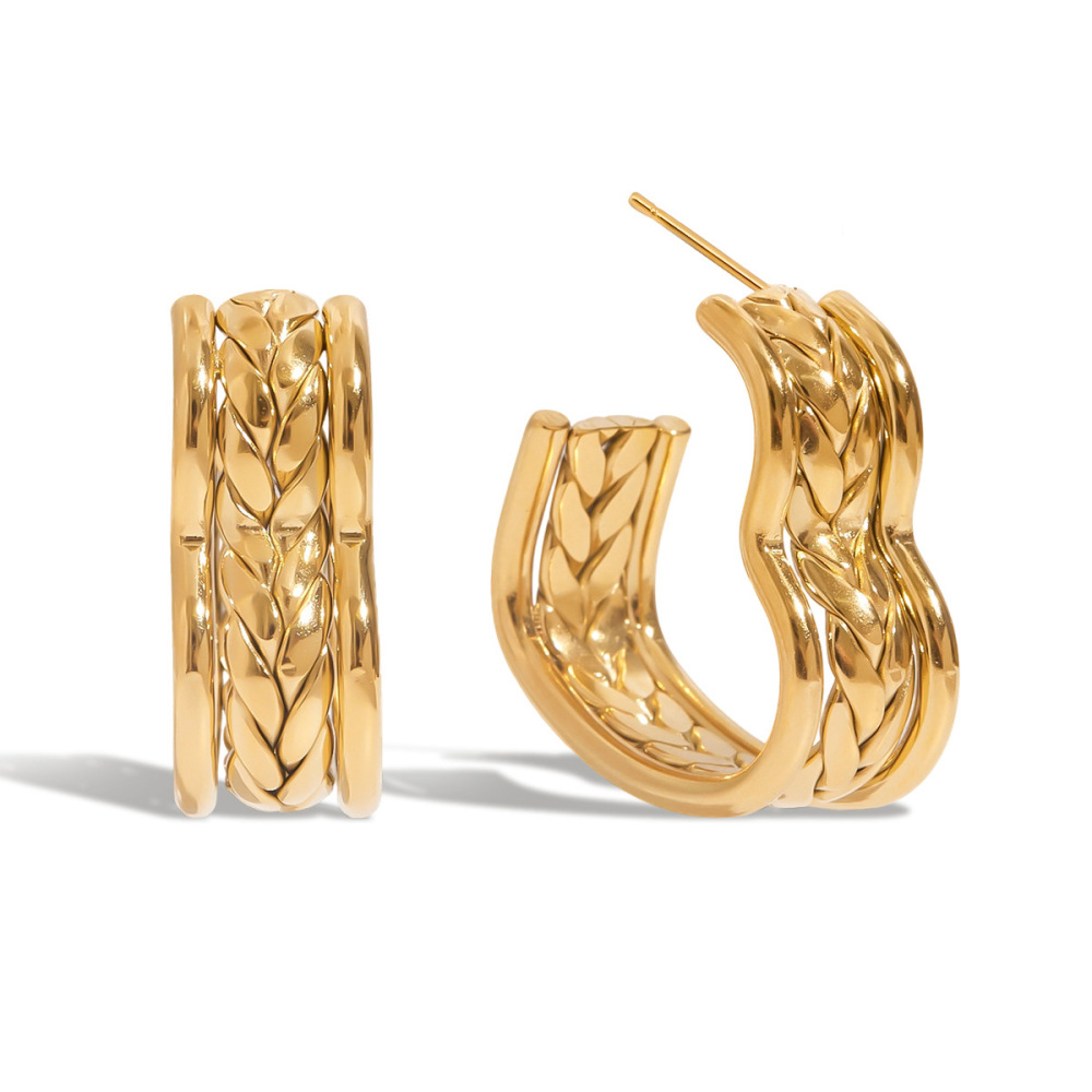 1 Paire De Boucles D'Oreilles Créoles Romantiques En Forme De Cœur, En Acier Inoxydable Étanche, Couleur Or, Pour Femme