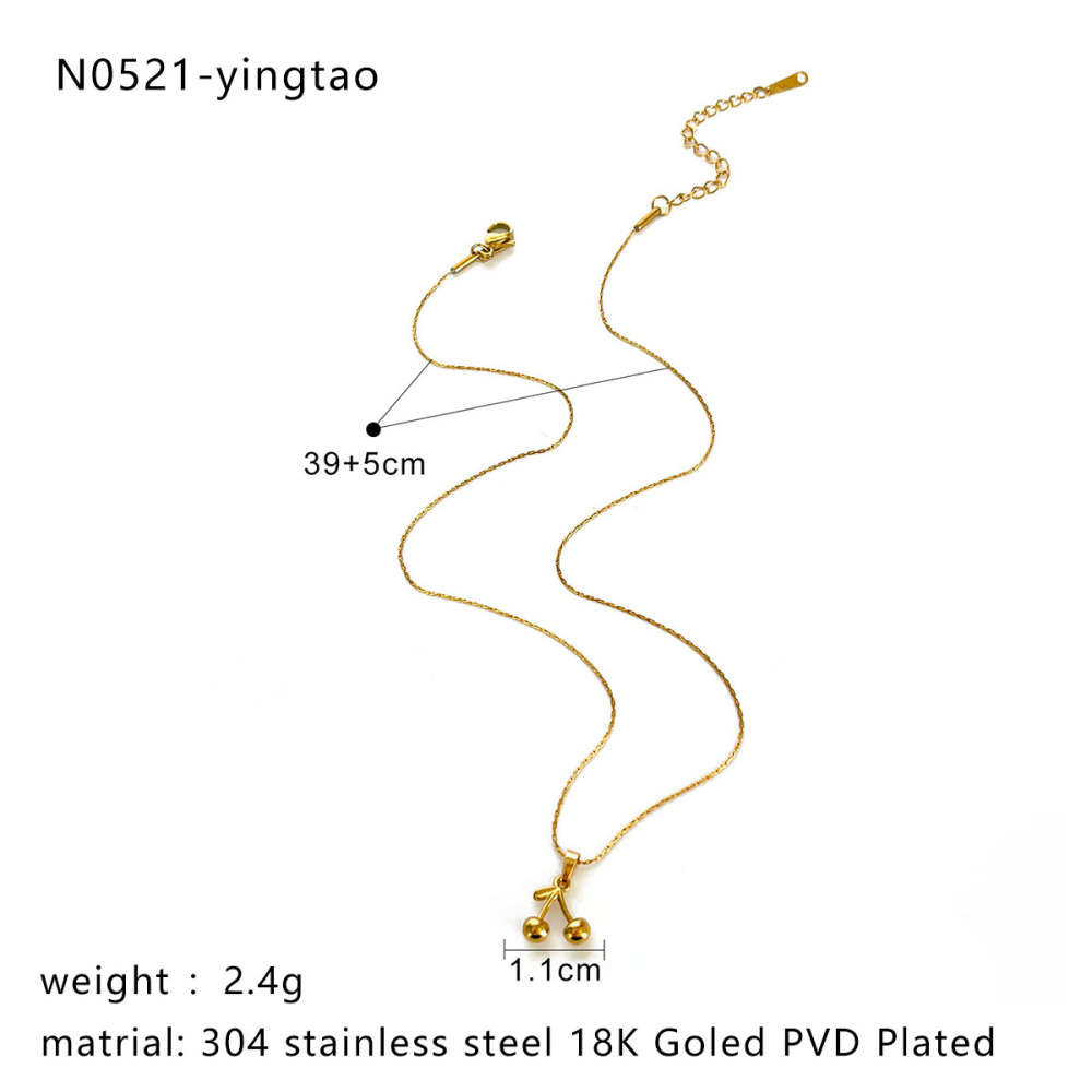 Collier Pendentif En Acier Inoxydable Doré, Étanche, En Forme De Fruit (1 Pièce) Image2