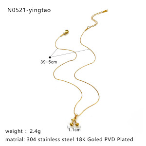 Collier Pendentif En Acier Inoxydable Doré, Étanche, En Forme De Fruit (1 Pièce) h5 Image2