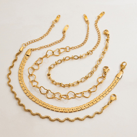 Bracelet chaîne classique torsadé pour femme, en acier inoxydable étanche, couleur or (1 pièce). 2