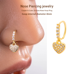 1 Pièce De Piercing De Nez En Zircon Couleur Cuivre Doré h5 Image4