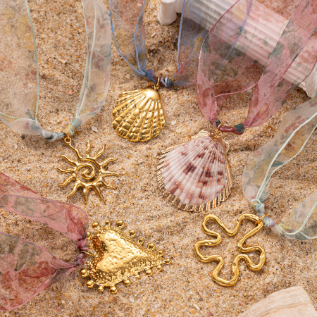 Collier pendentif Oceanic en acier inoxydable étanche couleur or (1 pièce)