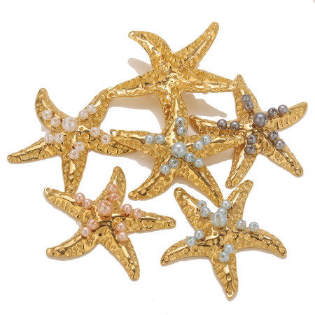 Pendentif femme étanche en acier inoxydable, motif étoile de mer (1 pièce)