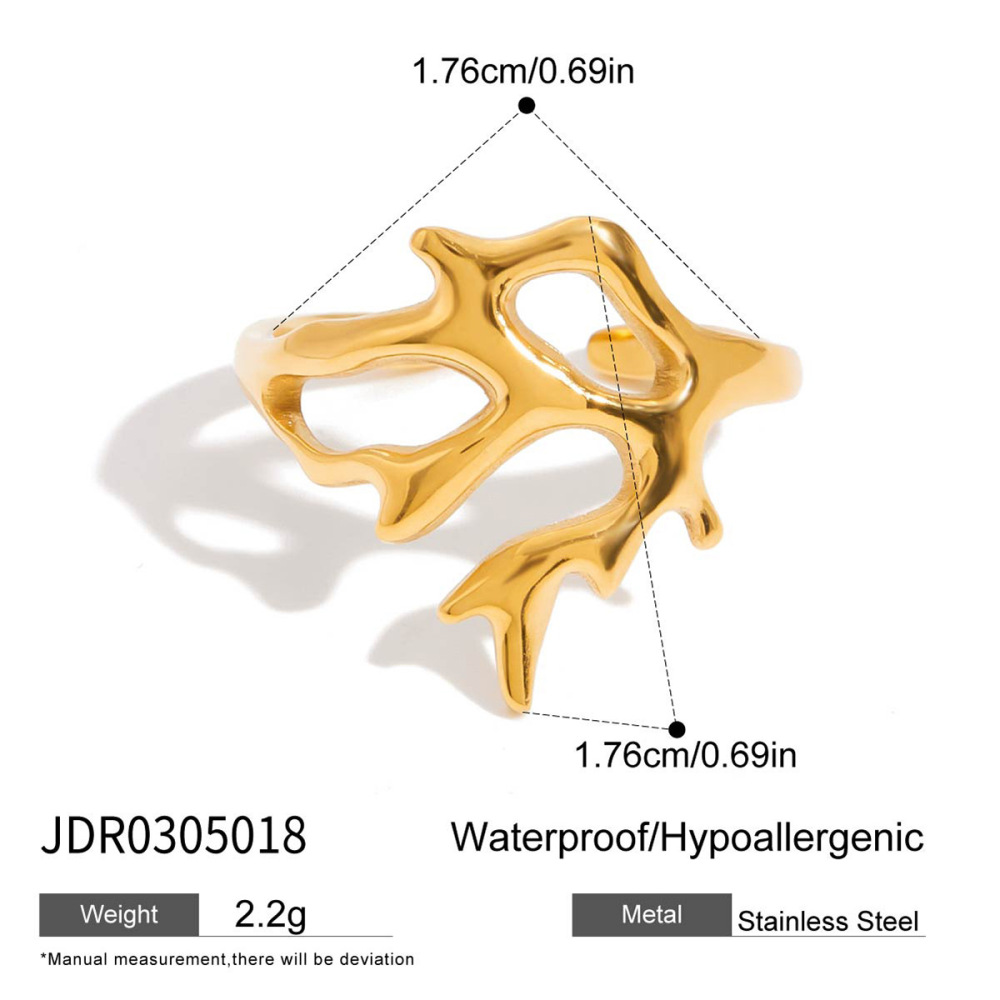 Bague Tendance En Acier Inoxydable Doré, Motif Organisme Marin (1 Pièce) Image2
