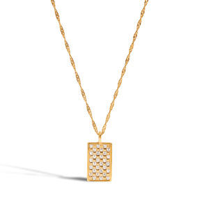 Collier Pendentif Rectangulaire Pour Femme, Couleur Or, En Acier Inoxydable Étanche, Assorti À Un Coloris Existant (1 Pièce) h5