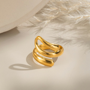 Bague Minimaliste Étanche En Acier Inoxydable Couleur Or (1 Pièce) h5 Image2