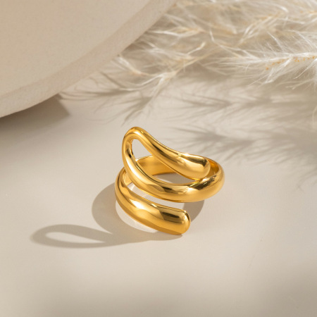 Bague minimaliste étanche en acier inoxydable couleur or (1 pièce) 2