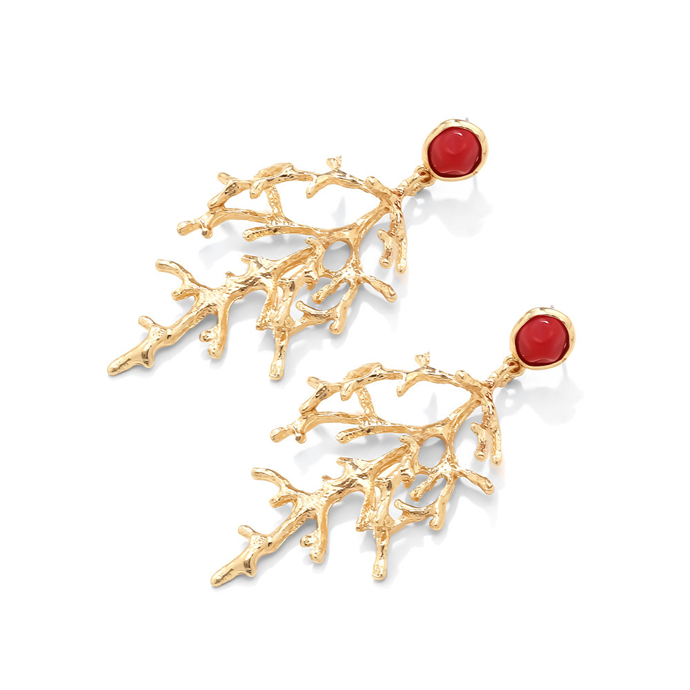 1 Paire De Boucles D'Oreilles Pendantes En Alliage De Corail Image4
