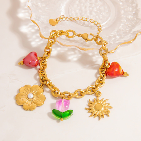 Collier pendentif étanche en acier inoxydable couleur or