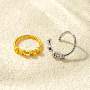 1 Pièce De Piercing De Nez Géométrique En Cuivre Doré Et Zircon Pour Femme h5 Image3