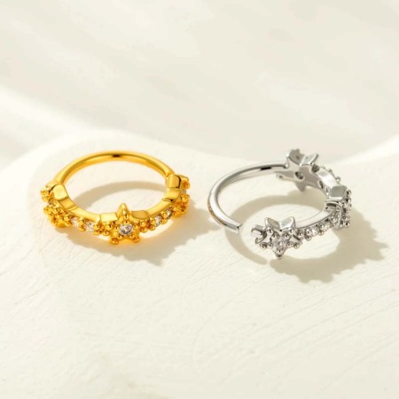 1 pièce de piercing de nez en forme d'étoile en cuivre doré et zircon pour femme