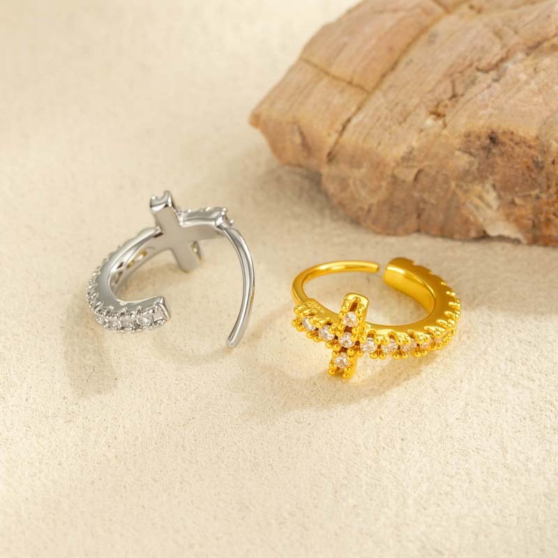 1 Pièce Délicate Croix Cuivre Couleur Or Zircon Nez Pour Femme Image4